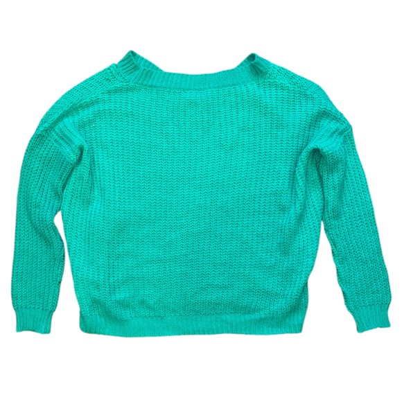 Swoop Neck Teal Sweater - Picture 3 of 12